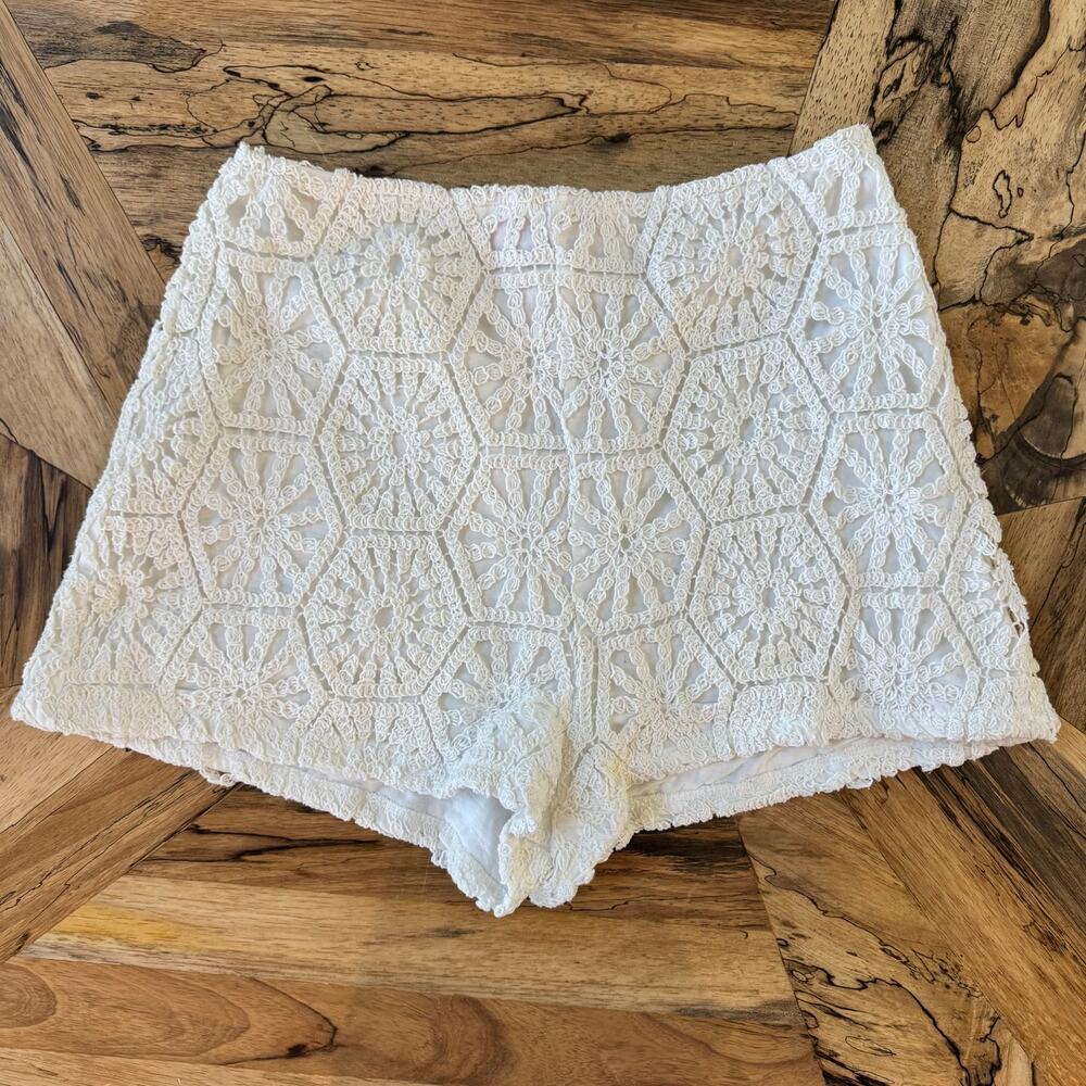 NWT, Francesca’s Nora White Crochet High Waist Shorts Summer Boho, Women’s Small